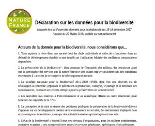 Déclaration des données pour la biodiversité